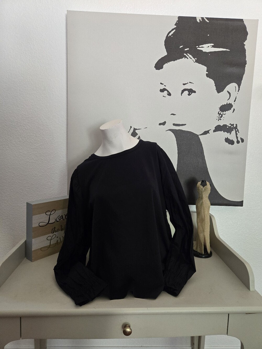 NWT Womens Jessica Simpson Classic Black Women’s Long-Sleeve Top Size XL